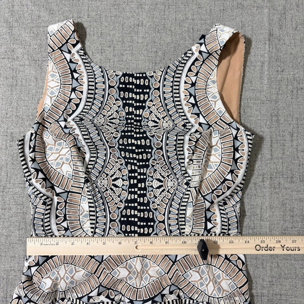 BCBGMAXAZRIA Dress 2 Brigetta Geometric Tribal Lace Fit & Flare Black Tan - Picture 5 of 14